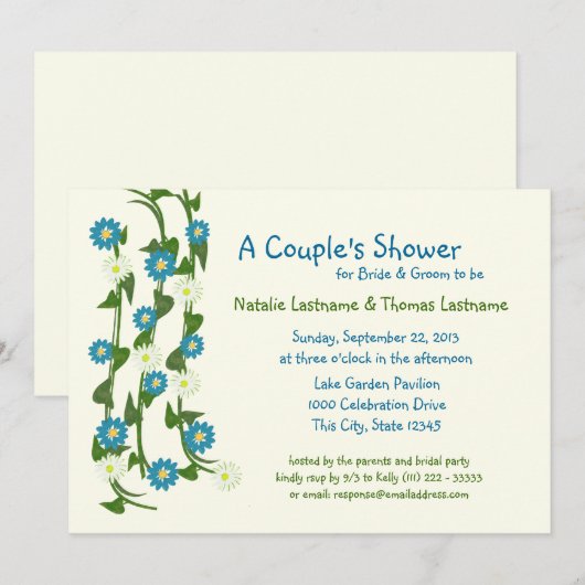 Weindusche Blume Einladung (Vorne/Hinten)