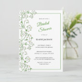 Weindusche mit weißer Blüte Einladungskarte (Stehend Vorderseite)