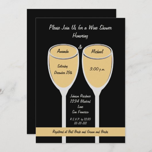 Weindusche oder Brautdusche - Einladung (Vorne/Hinten)