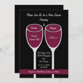 Weindusche oder Brautdusche Einladung, Roter Wein Einladung (Vorne/Hinten)