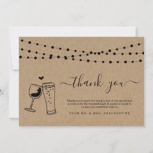 Weine & Bierbrauen Toast & String Lights Dankeskarte