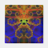 Weine | Fraktal Blau und Gelb Art Magnet (Vorne)