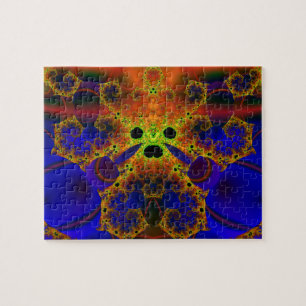 Weine Fraktal Blau und Gelb Art Puzzle