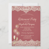 Weine Glas Balloons Lace Red Rtirement Einladung (Vorderseite)
