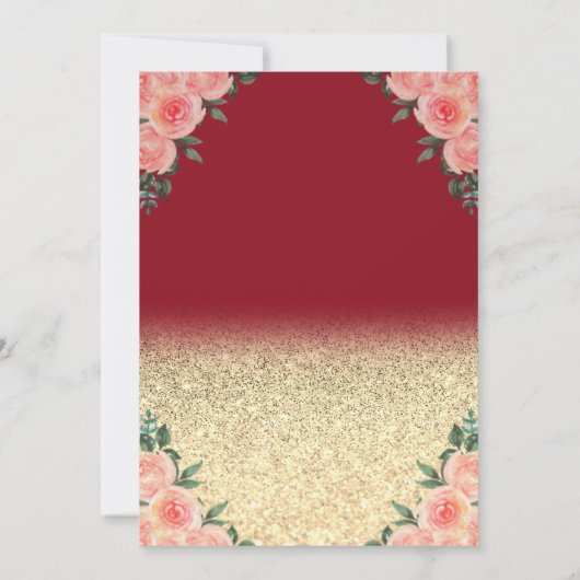 Weine Glasballons Glitzer Rose Rotes Ruhestand Einladung (Rückseite)