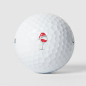 Weine Gläser Weihnachtsmannmütze Weihnachtswein Li Golfball (Vorderseite)