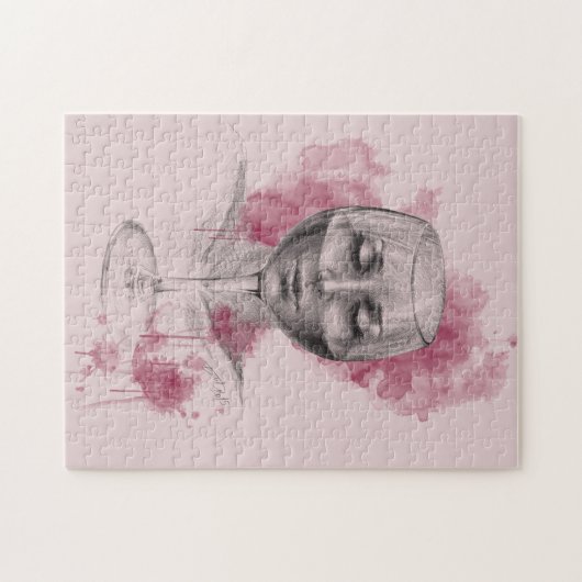 Weine im Glas Surreal zeichnend Kunst Puzzle (Horizontal)