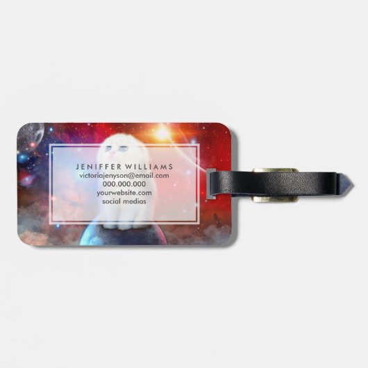 Weine im Weltraum Gepäckanhänger (Rückseite horizontal)