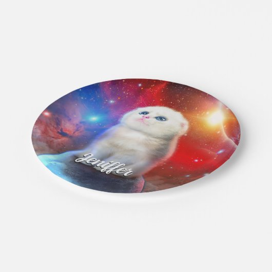 Weine im Weltraum Pappteller (Schrägansicht)