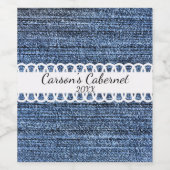 Weine-Label für Denim und Ribbon-Design Weinetikett (Einzelnes Label)