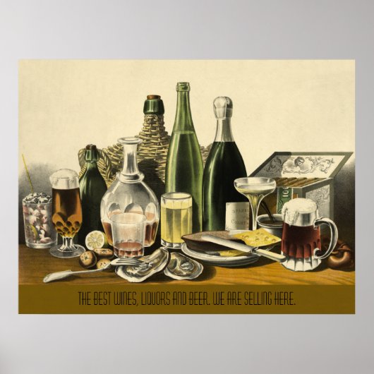 Weine, Liquoren und Bier Poster (Vorne)