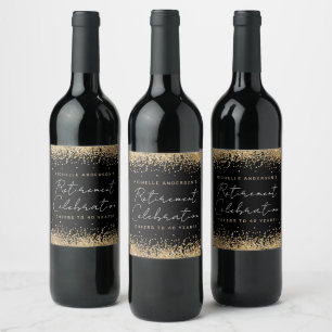 Weine mit schwarzem und goldenem Glitzer Weinetikett