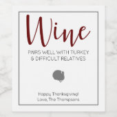 Weine Pairs gut mit Truthühnern und schwierigen Ve Weinetikett (Einzelnes Label)