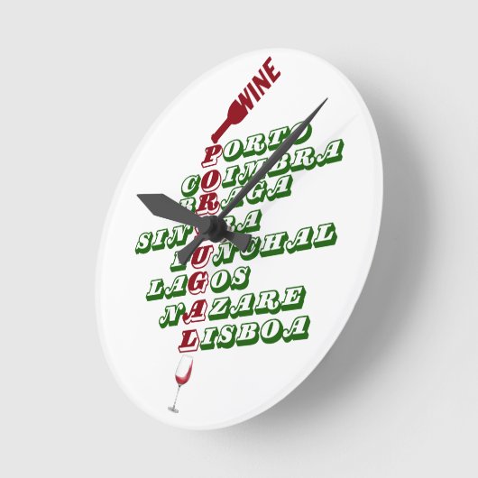 Weine Portugals Weinfauer Runde Wanduhr (Winkel)