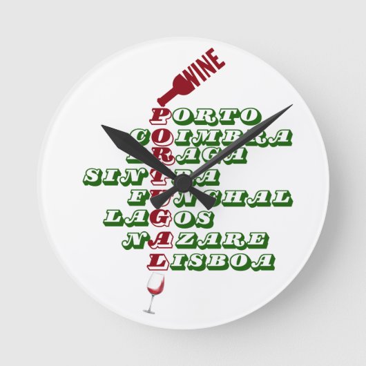 Weine Portugals Weinfauer Runde Wanduhr (Vorderseite)