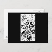 Weine und Liquors weiß Postkarte (Vorne/Hinten)