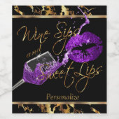 Weine 🍷 und süße Lippen - Lila - Marmor Weinetikett (Einzelnes Label)