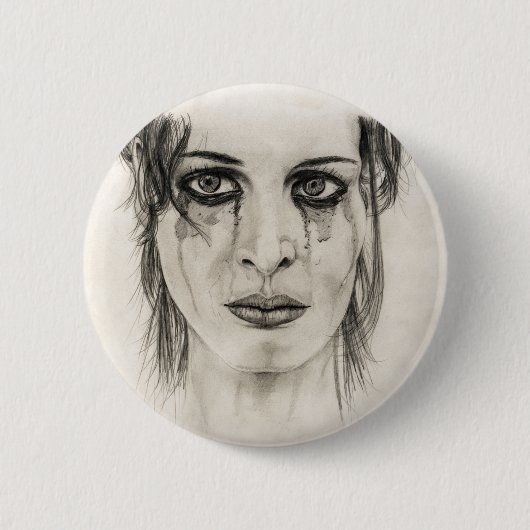 Weine - Zeichnend in Bleistift Button (Vorderseite)