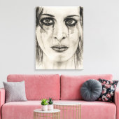 Weine - Zeichnend in Bleistift Leinwanddruck (Insitu (Wohnzimmer))