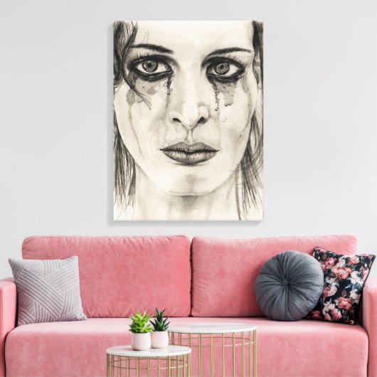 Weine - Zeichnend in Bleistift Leinwanddruck (Insitu (Wohnzimmer))