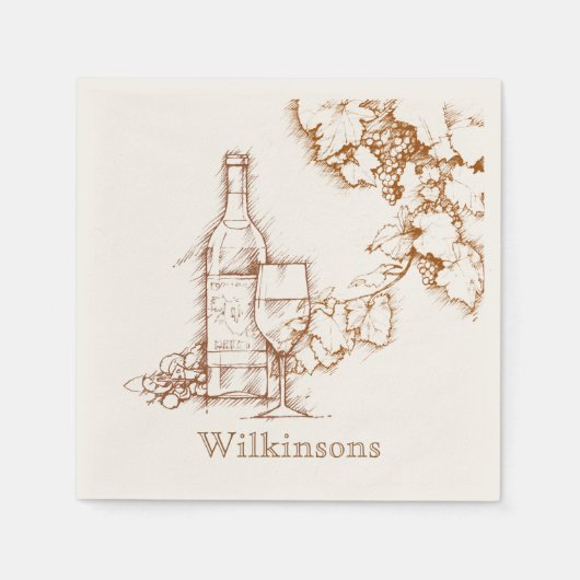 Weine Zeichnend Serviette (Vorderseite)