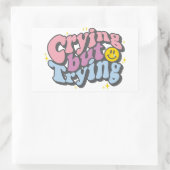 Weinen, aber versuchen rechteckiger aufkleber (Tasche)