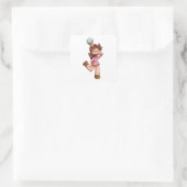 weinende Chibi-Mädchen mit Eiscreme-Kegel Quadratischer Aufkleber (Tasche)