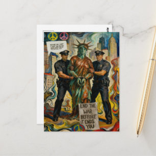 weinende Freiheitsstatue verhaftet Postkarte