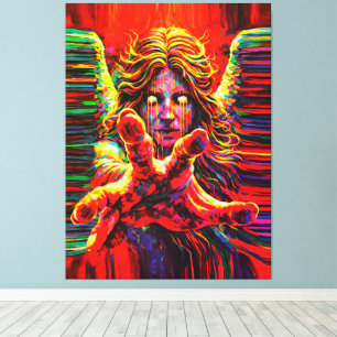Weinender Engel Neon Mehrfarbig Impasto Ölmalerei Leinwanddruck