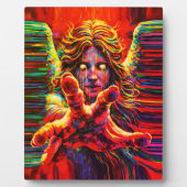 Weinender Engel Neon Multicolor Impasto Ölgemälde Fotoplatte (Vorderseite)