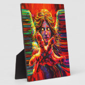 Weinender Engel Neon Multicolor Impasto Ölgemälde Fotoplatte (Seite)