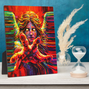 Weinender Engel Neon Multicolor Impasto Ölgemälde Fotoplatte