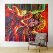 Weinender Engel Neon Multicolor Impasto Ölgemälde Wandteppich (Beispiel (Horizontal))