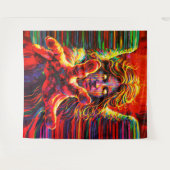 Weinender Engel Neon Multicolor Impasto Ölgemälde Wandteppich (Vorderseite (Horizontal))
