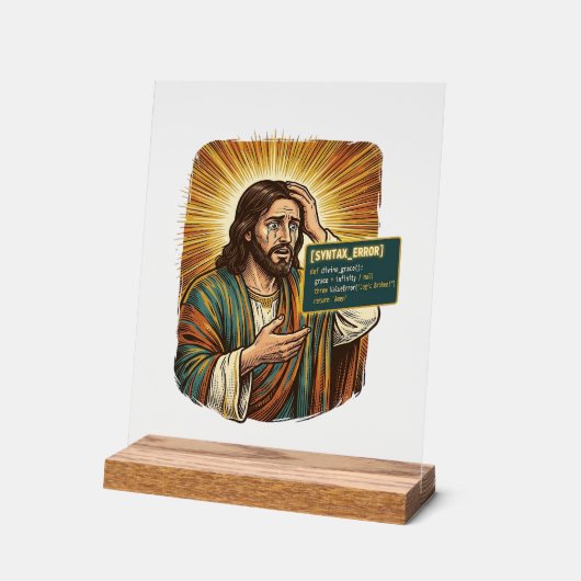 weinender Jesus Syntaxfehler Codierung Programmier Acrylschild (Winkel)