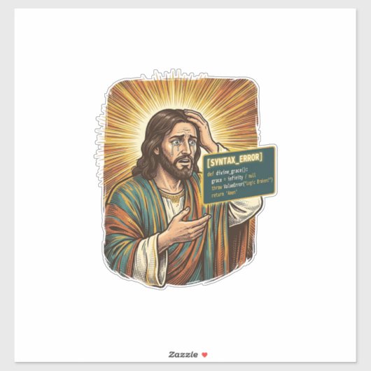 weinender Jesus Syntaxfehler Codierung Programmier Aufkleber (Blatt)