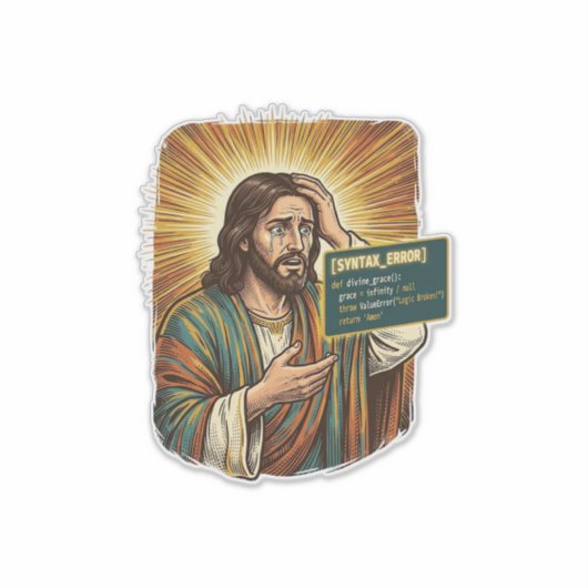 weinender Jesus Syntaxfehler Codierung Programmier Aufkleber (Vorderseite)