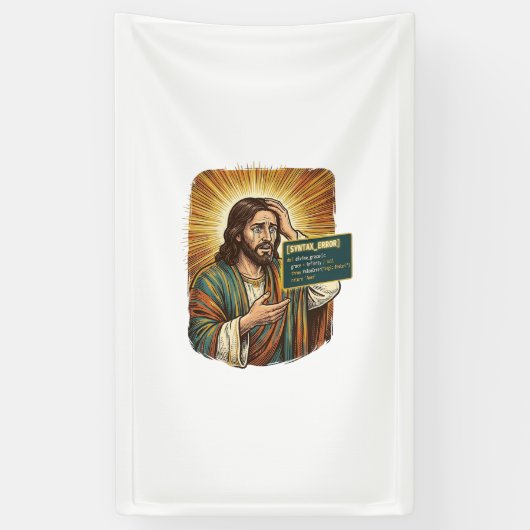 weinender Jesus Syntaxfehler Codierung Programmier Banner (Vertikal)