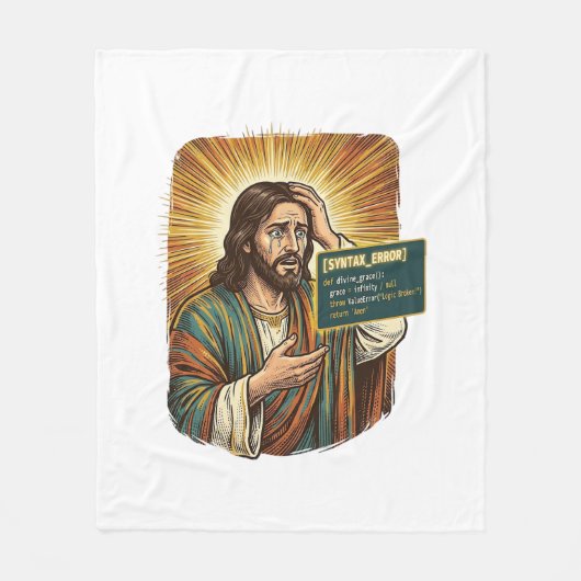 weinender Jesus Syntaxfehler Codierung Programmier Fleecedecke (Vorderseite)