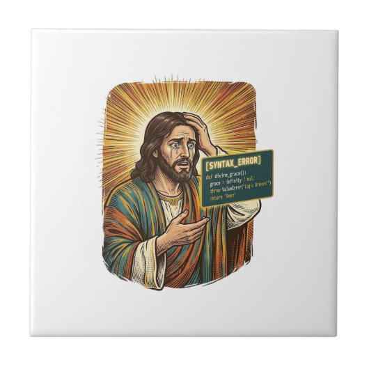 weinender Jesus Syntaxfehler Codierung Programmier Fliese (Vorderseite)