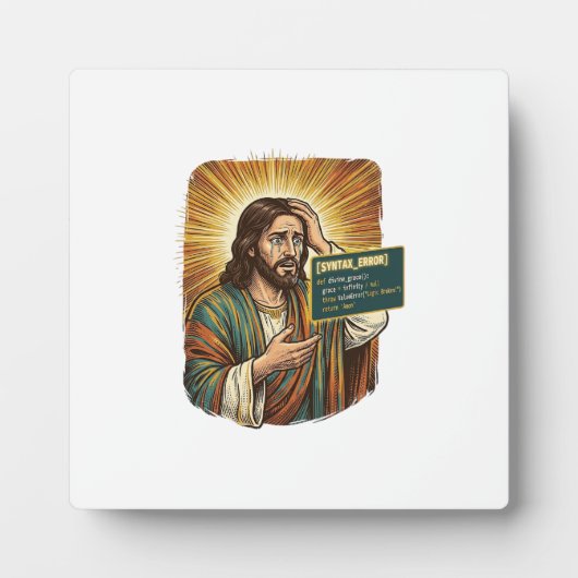 weinender Jesus Syntaxfehler Codierung Programmier Fotoplatte (Vorderseite)