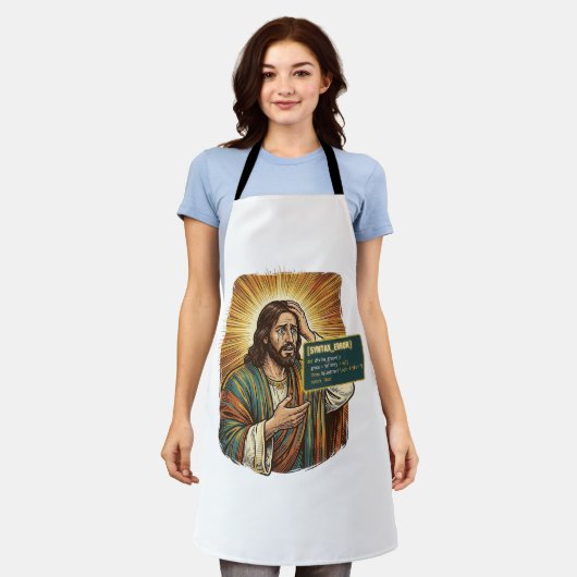 weinender Jesus Syntaxfehler Codierung Programmier Schürze (Getragen)