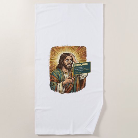 weinender Jesus Syntaxfehler Codierung Programmier Strandtuch (Vorderseite)