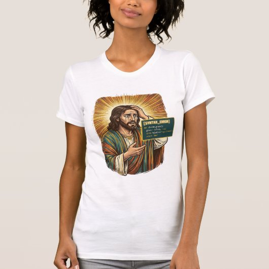 weinender Jesus Syntaxfehler Codierung Programmier T-Shirt (Vorderseite)