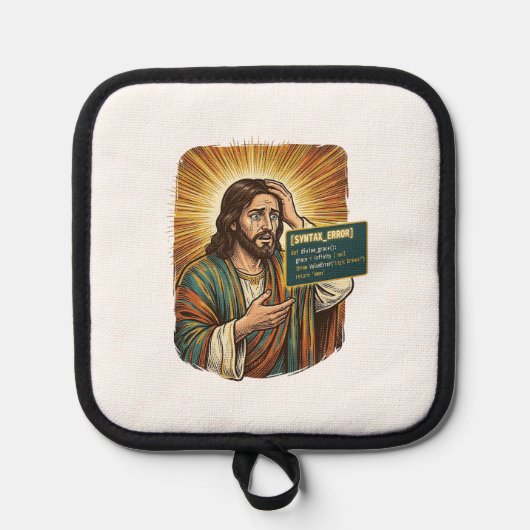 weinender Jesus Syntaxfehler Codierung Programmier Topflappen (Vorderseite)