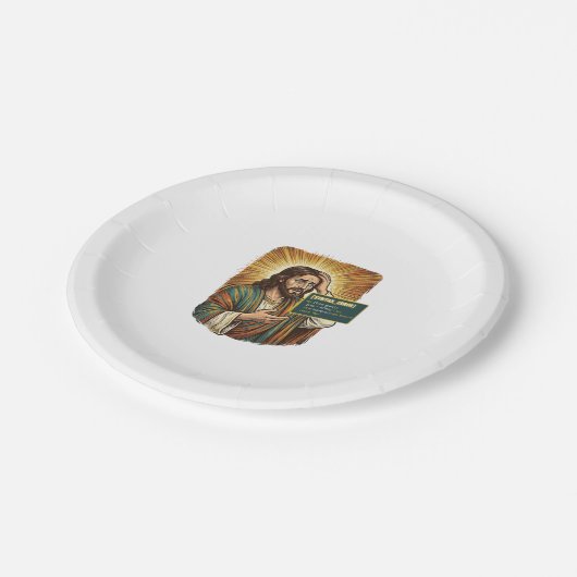 weinender Jesus Syntaxfehler Codierungsprogrammier Pappteller (Schrägansicht)