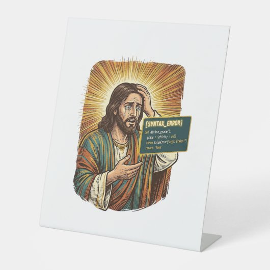 weinender Jesus Syntaxfehler Codierungsprogrammier Sockelschild (Vorderseite)