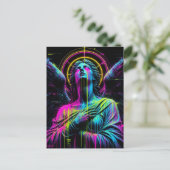 Weinender Neon-Engel Postkarte (Stehend Vorderseite)