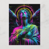Weinender Neon-Engel Postkarte (Vorderseite)
