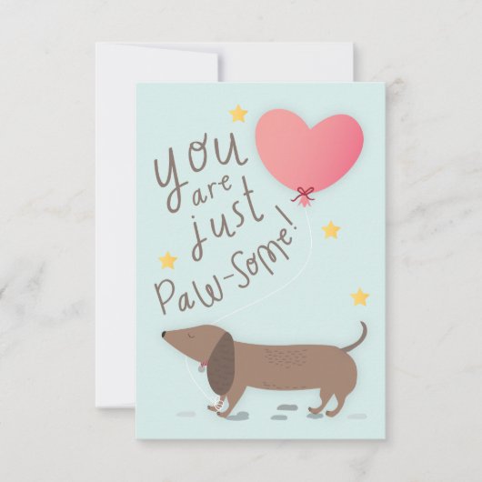 Weiner Dog & Balloon Valentine's Day Card Einladung (Vorderseite)